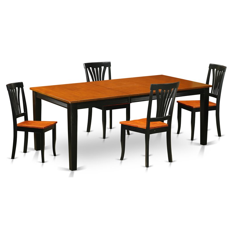 Pemberly Row 5-Piece Dining Set with Wood Chairs in Black/Cherry