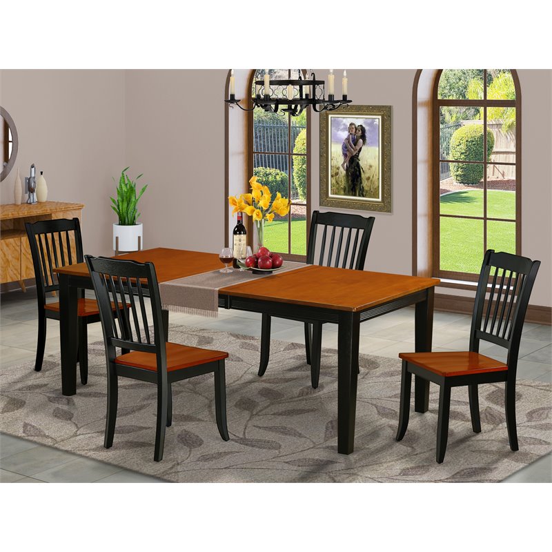 Pemberly Row 5-Piece Dining Table Set in Black and Cherry Finish
