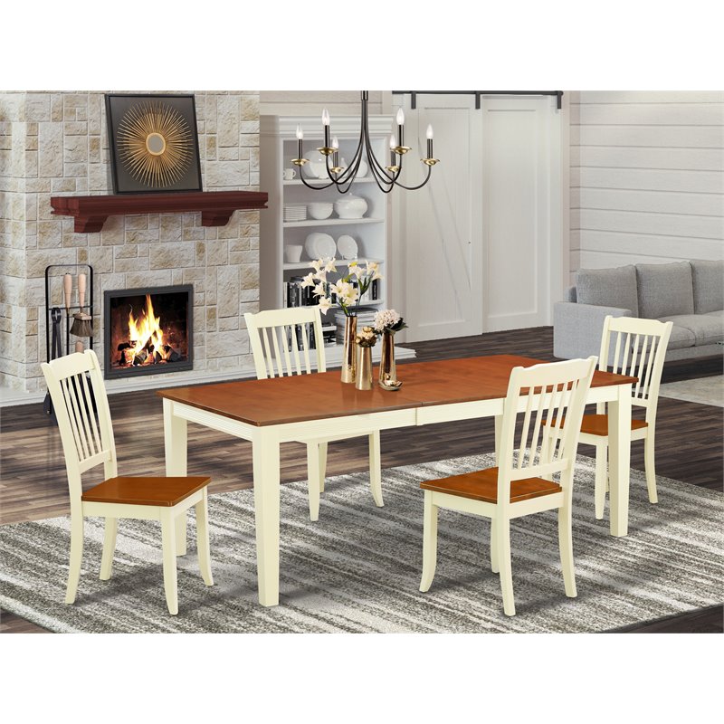 Pemberly Row 5-Piece Dining Set with Slatted Chairs in Cherry Finish