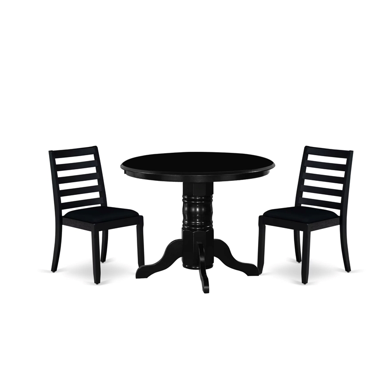 Pemberly Row 3-Piece Kitchen Dining Set in Black Finish