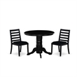 Pemberly Row 3-Piece Kitchen Dining Set in Black Finish