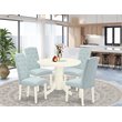 Pemberly Row 5-Piece Wood Dining Set in Linen White & Baby Blue