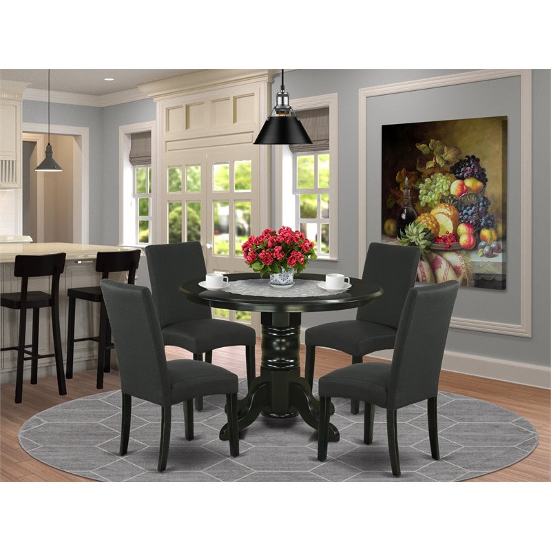 Pemberly Row 5-Piece Rubberwood Dining Set in Black Finish
