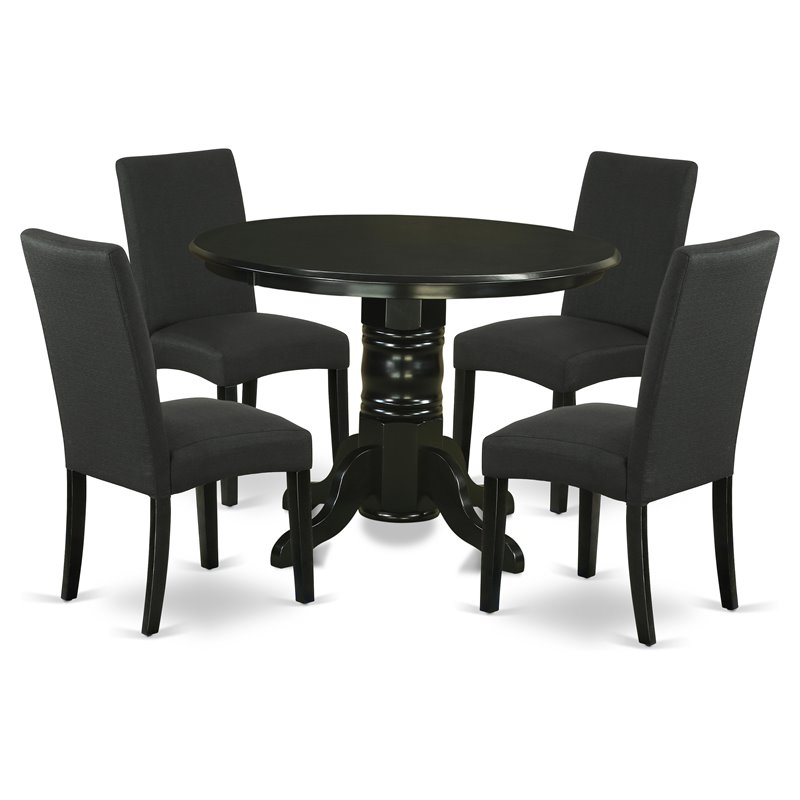 Pemberly Row 5-Piece Rubberwood Dining Set in Black Finish