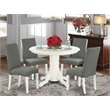 Pemberly Row 5-Piece Wood Dining Set in Linen White & Gray