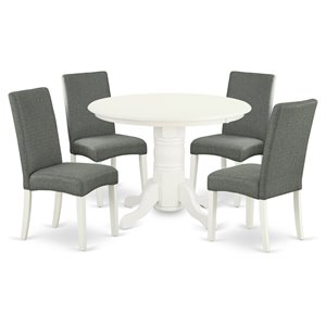 Pemberly Row 5-Piece Wood Dining Set in Linen White & Gray