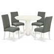Pemberly Row 5-Piece Wood Dining Set in Linen White & Gray