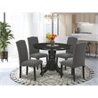 Pemberly Row 5-Piece Wood Dining Set in Black & Dark Gotham Gray