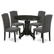 Pemberly Row 5-Piece Wood Dining Set in Black & Dark Gotham Gray