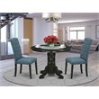 Pemberly Row 3-Piece Dining Set in Black and Blue Finish