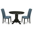 Pemberly Row 3-Piece Dining Set in Black and Blue Finish
