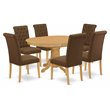 Pemberly Row 7-Piece Solid Wood Oval Dining Set in Oak & Dark Coffee