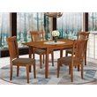 Pemberly Row 5-Piece Kitchen Table Set with Ladder Back Chairs in Saddle Brown