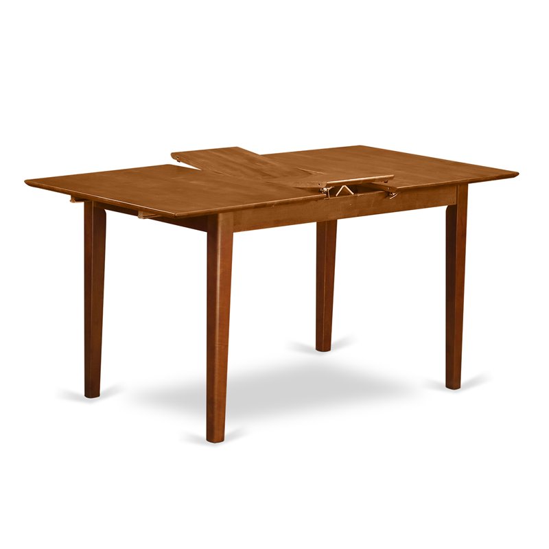 Pemberly Row 5-Piece Kitchen Table Set with Ladder Back Chairs in Saddle Brown