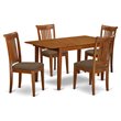 Pemberly Row 5-Piece Kitchen Table Set with Ladder Back Chairs in Saddle Brown