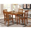 Pemberly Row 5-Piece Wood Dining Set with Ladder Back Chairs in Saddle Brown