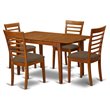 Pemberly Row 5-Piece Wood Dining Set with Ladder Back Chairs in Saddle Brown