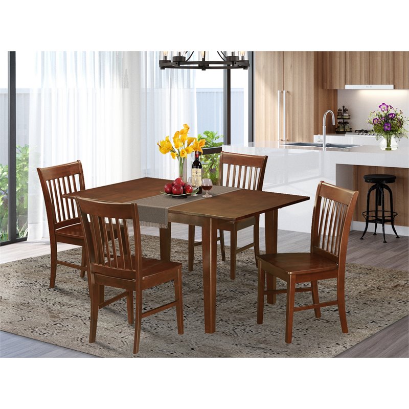 Pemberly Row 5-Piece Wood Dining Table Set with Chairs Mahogany Finish