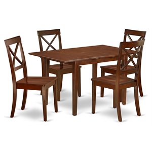Pemberly Row 5-Piece Wood Dining Table and Chair Set Mahogany Finish