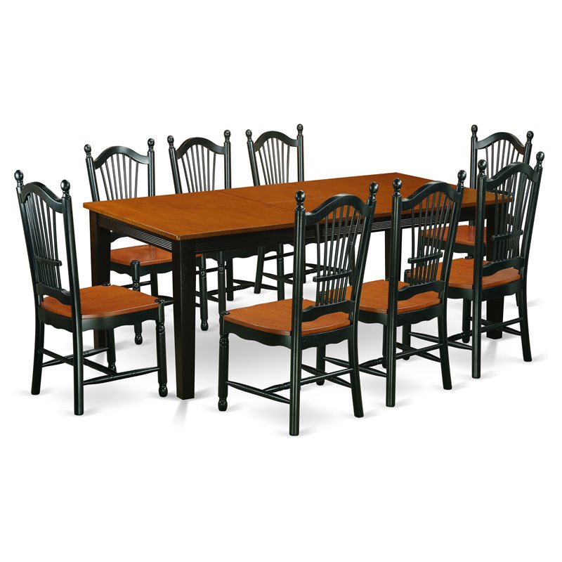 Pemberly Row 9-Piece Wood Dining Set with Black and Cherry Finish