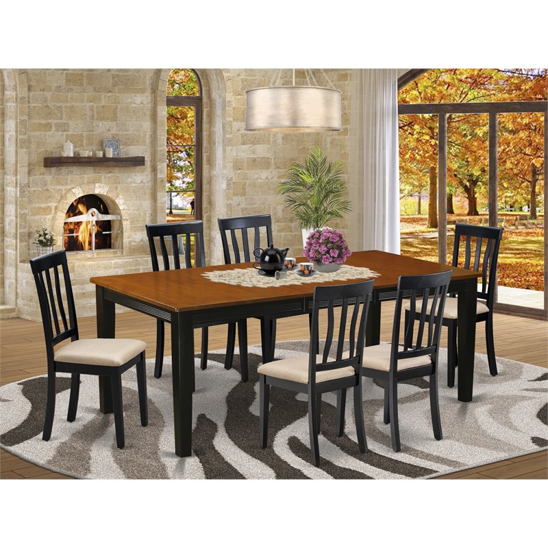 Pemberly Row 7-Piece Wood Dining Set with Black/Cherry Finish