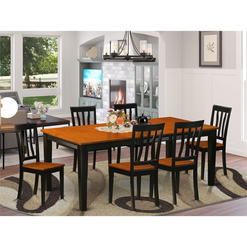 Pemberly Row 7-Piece Wood Dining Room Set with Black/Cherry Finish