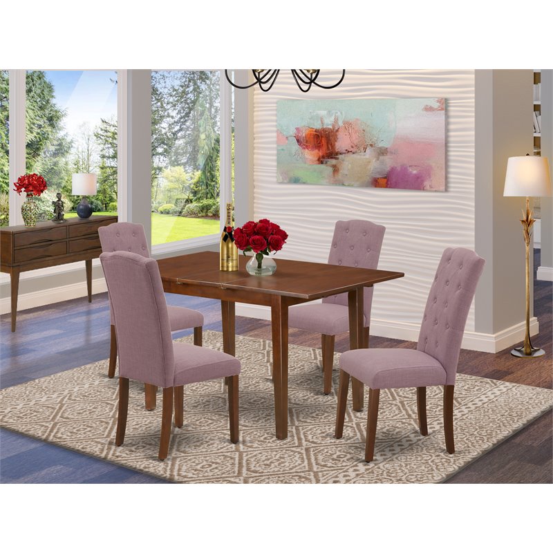 Pemberly Row 5-Piece Wood Dining Set with Mahogany and Dahlia Finish