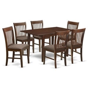 Pemberly Row 7-Piece Mahogany Dining Set with Slatted Back Cushioned Chairs