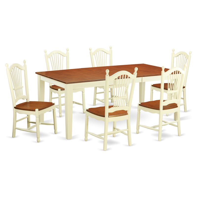 Pemberly Row 7-Piece Wood Kitchen Set in Buttermilk and Cherry Finish