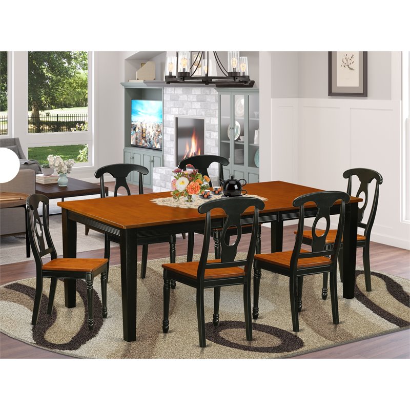 Pemberly Row 7-Piece Wood Dining Room Table Set in Black and Cherry