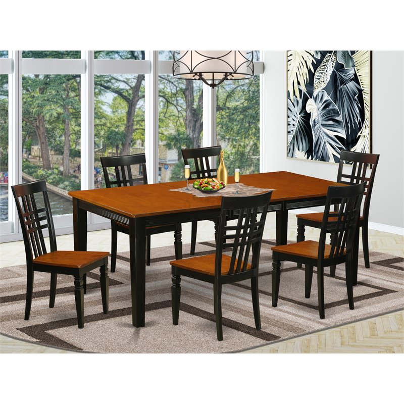 Pemberly Row 7-Piece Wood Kitchen Table Set in Black and Cherry