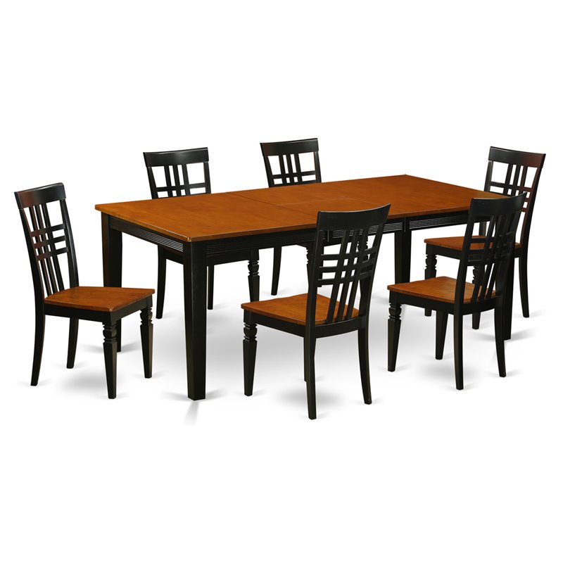 Pemberly Row 7-Piece Wood Kitchen Table Set in Black and Cherry