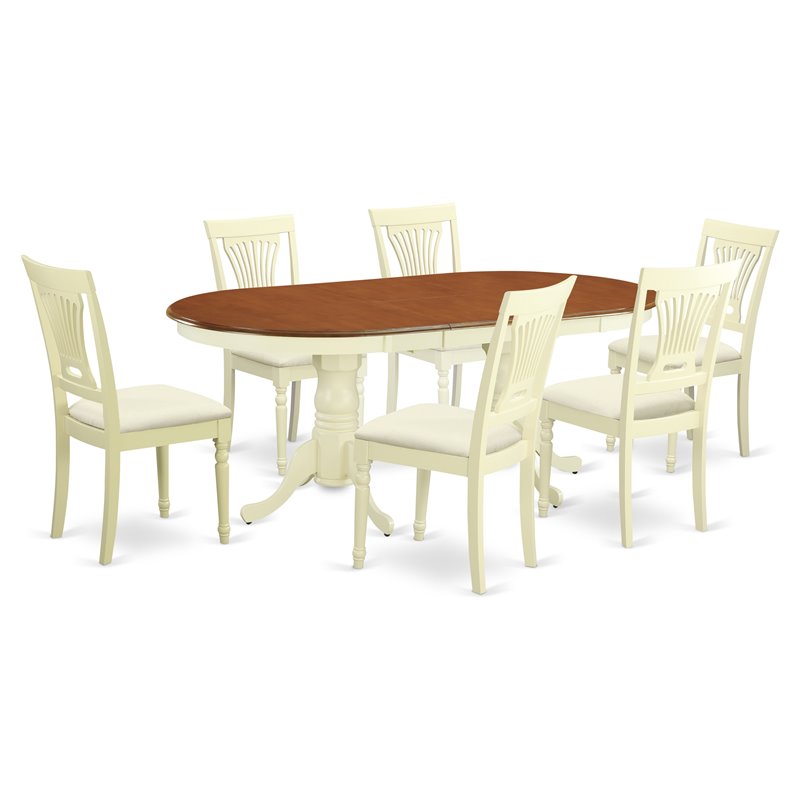 Pemberly Row 7-Piece Buttermilk and Cherry Wood Dining Set