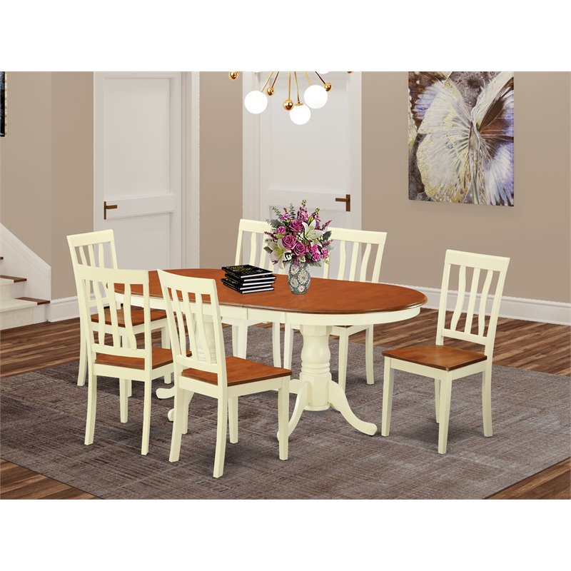 Pemberly Row 7-Piece Dining Room Set in Buttermilk & Cherry