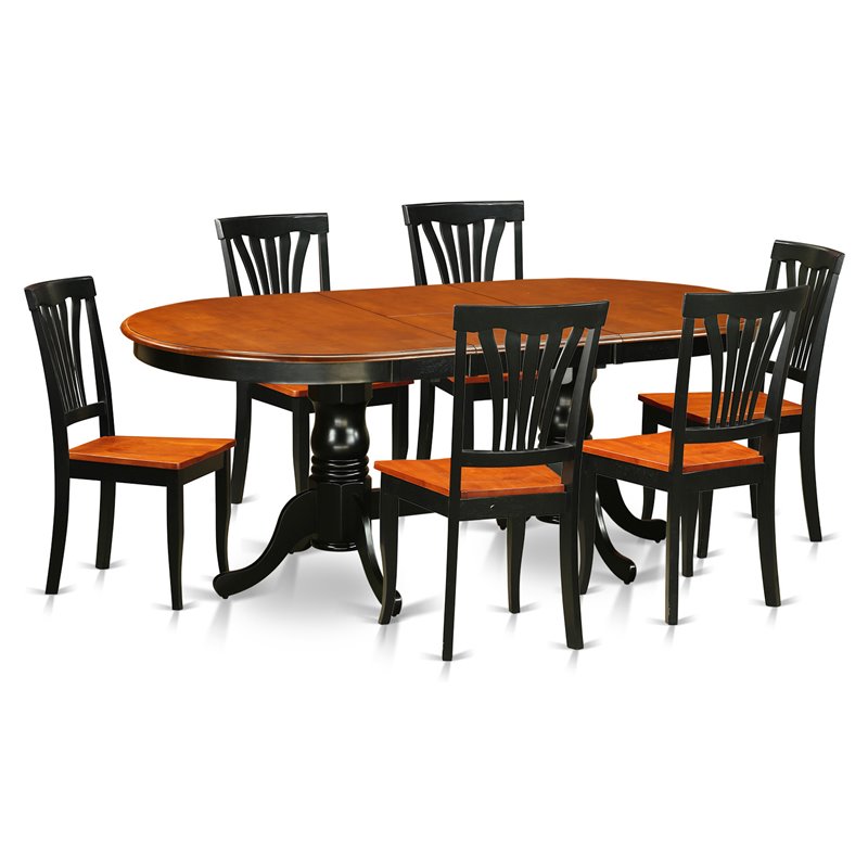Pemberly Row 7-Piece Wood Dining Table Set in Black & Cherry