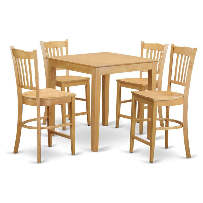 Pemberly Row 5-Piece Counter Height Dining Set in Wood and Oak Finish