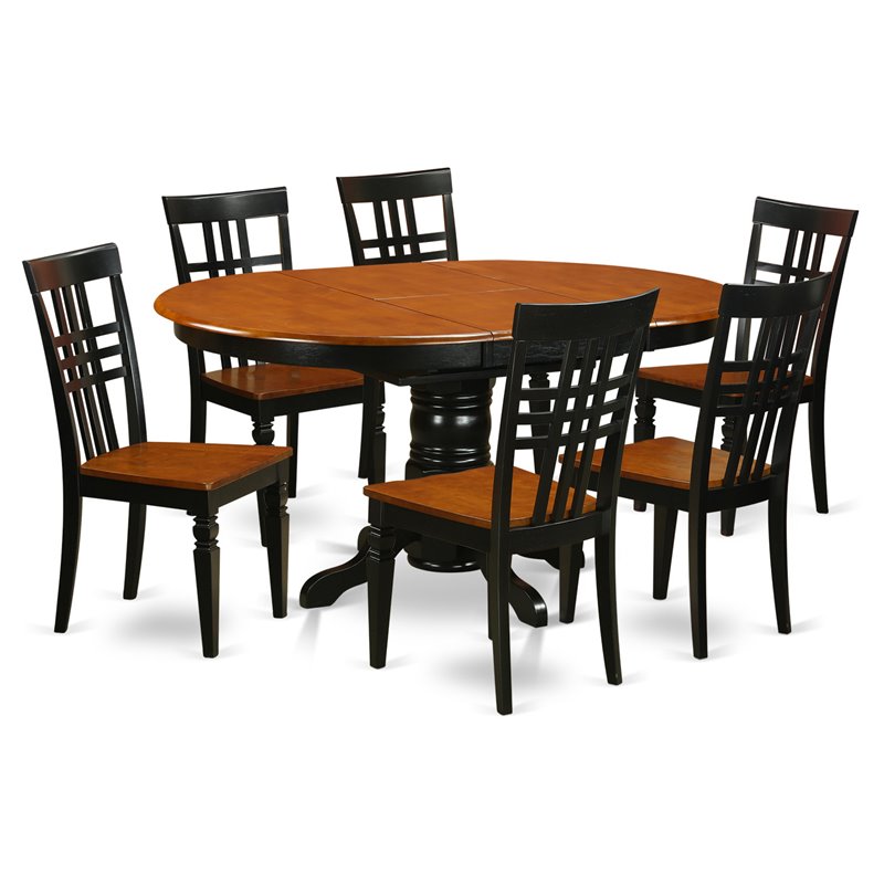 Pemberly Row 7-Piece Wood Dining Table Set in Black and Cherry Finish
