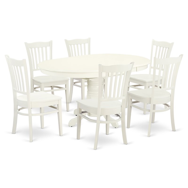 Pemberly Row 7-piece Wood Kitchen Table Set in Linen White Finish