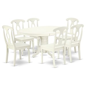 Pemberly Row 7-piece Wood Dining Room Table Set in Linen White