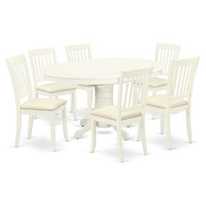 Pemberly Row 7-Piece Wood Dining Set with Oval Pedestal Table in White
