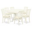 Pemberly Row 7-Piece Wood Dining Set with Oval Pedestal Table in White