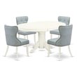 Pemberly Row 5-Piece Wood Dining Set with Butterfly Leaf Table in Blue/White