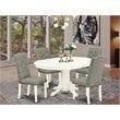 Pemberly Row 5-Piece Wood Dining Set with Butterfly Leaf Table in Linen White