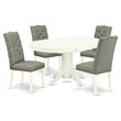 Pemberly Row 5-Piece Wood Dining Set with Butterfly Leaf Table in Linen White