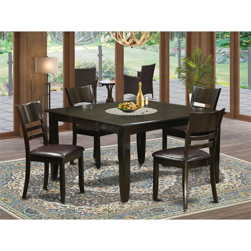Pemberly Row 5-Piece Wood Dining Table Set in Cappuccino Finish