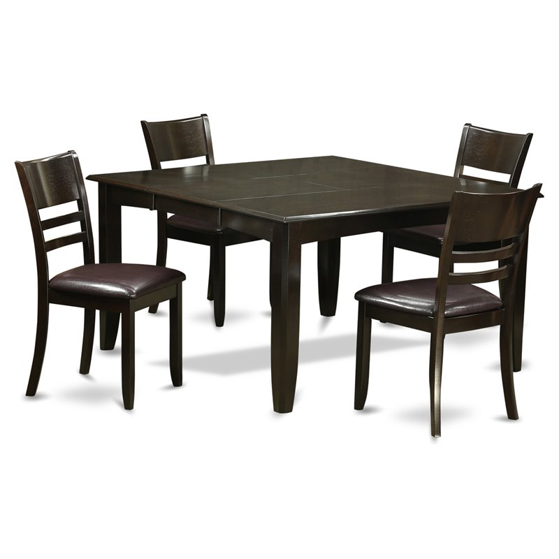 Pemberly Row 5-Piece Wood Dining Table Set in Cappuccino Finish