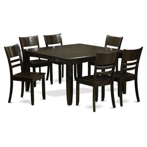 Pemberly Row 7-Piece Wood Dinette Set with Leaf in Cappuccino Finish