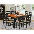 Pemberly Row 9-Piece Dining Set in Black and Cherry with Linen Seats