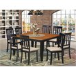 Pemberly Row 9-Piece Dining Set with Black/Cherry Finish and Linen Seats