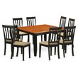 Pemberly Row 9-Piece Dining Set with Black/Cherry Finish and Linen Seats